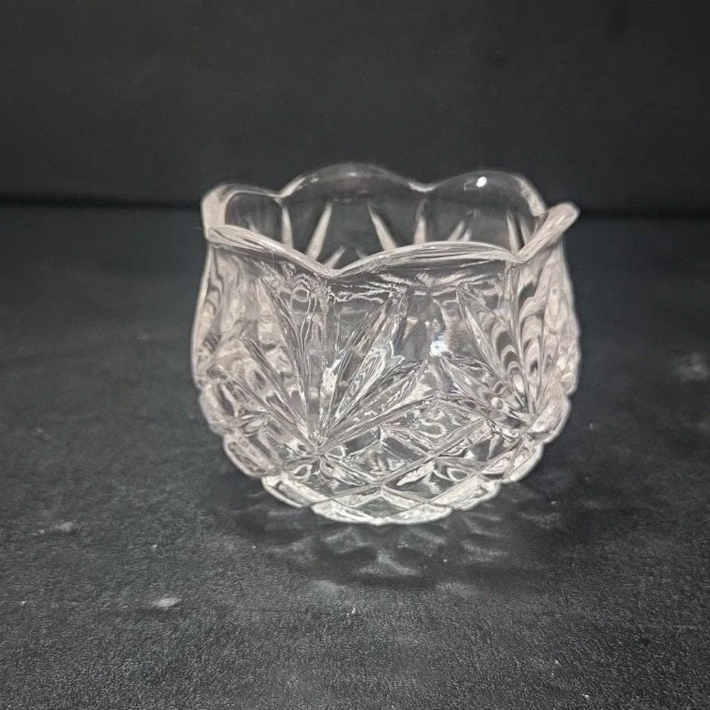 Crystal Clear Pineapple‎ Design Candleholder, Vintage Diamond Pressed Glass